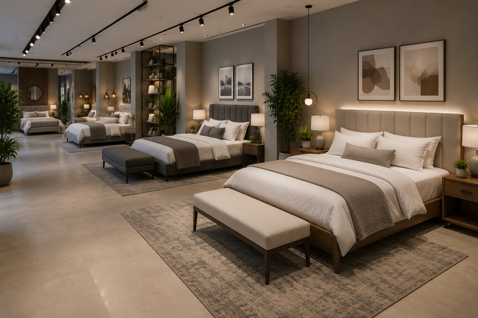 Bedroom furniture showroom interior